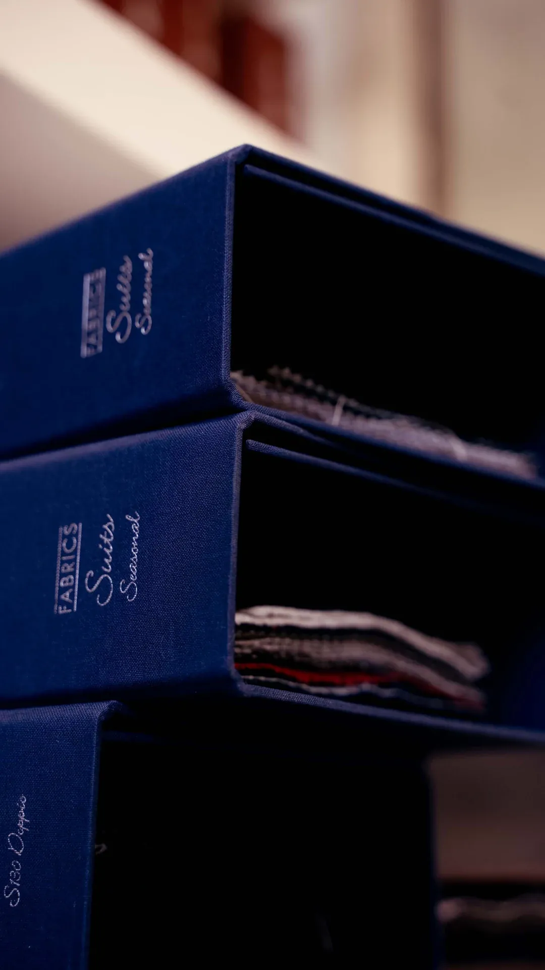 Fabric swatch books in close-up