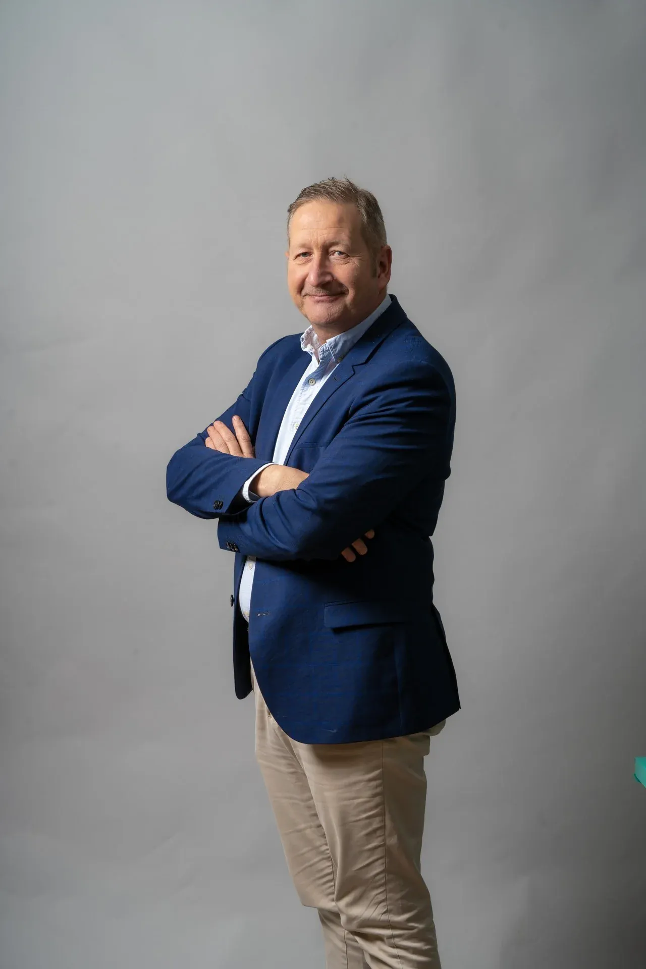 Henry, Creative 3 co-founder, in a blue jacket