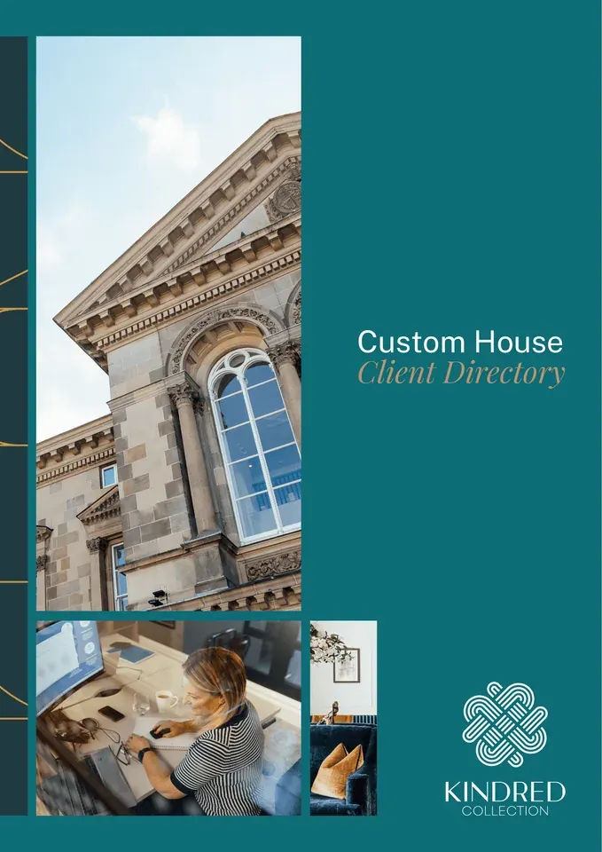 Kindred brand cover with architectural imagery